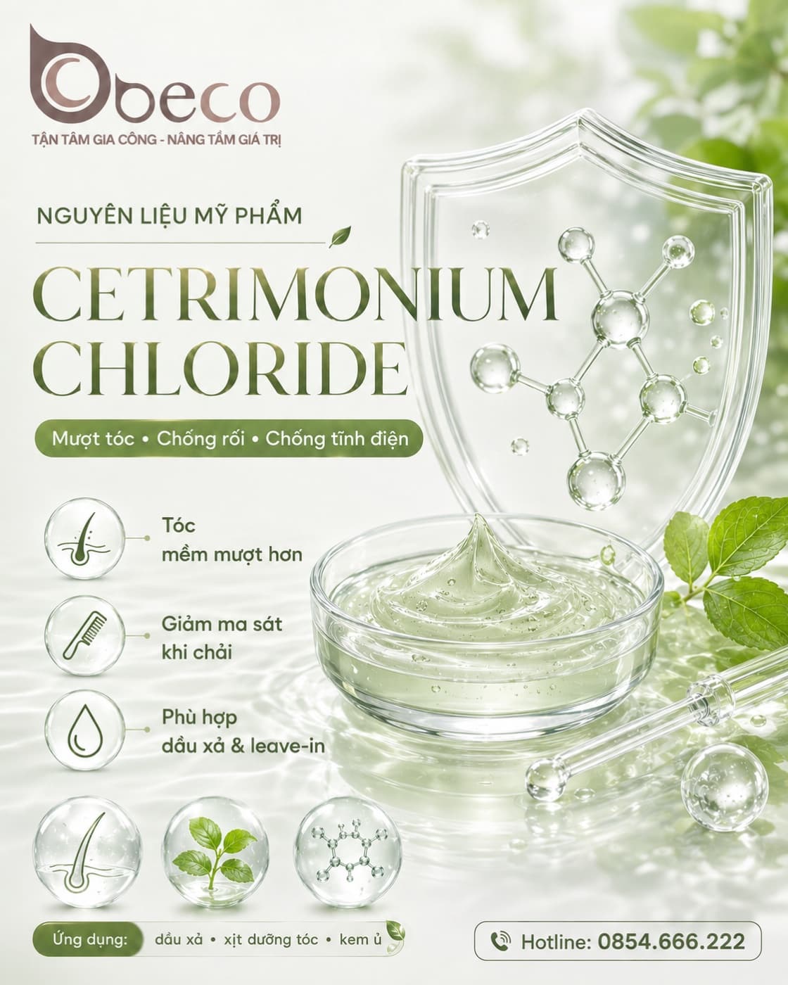 Nguyên liệu Cetrimonium Chloride trong danh mục nguyên liệu của BECO