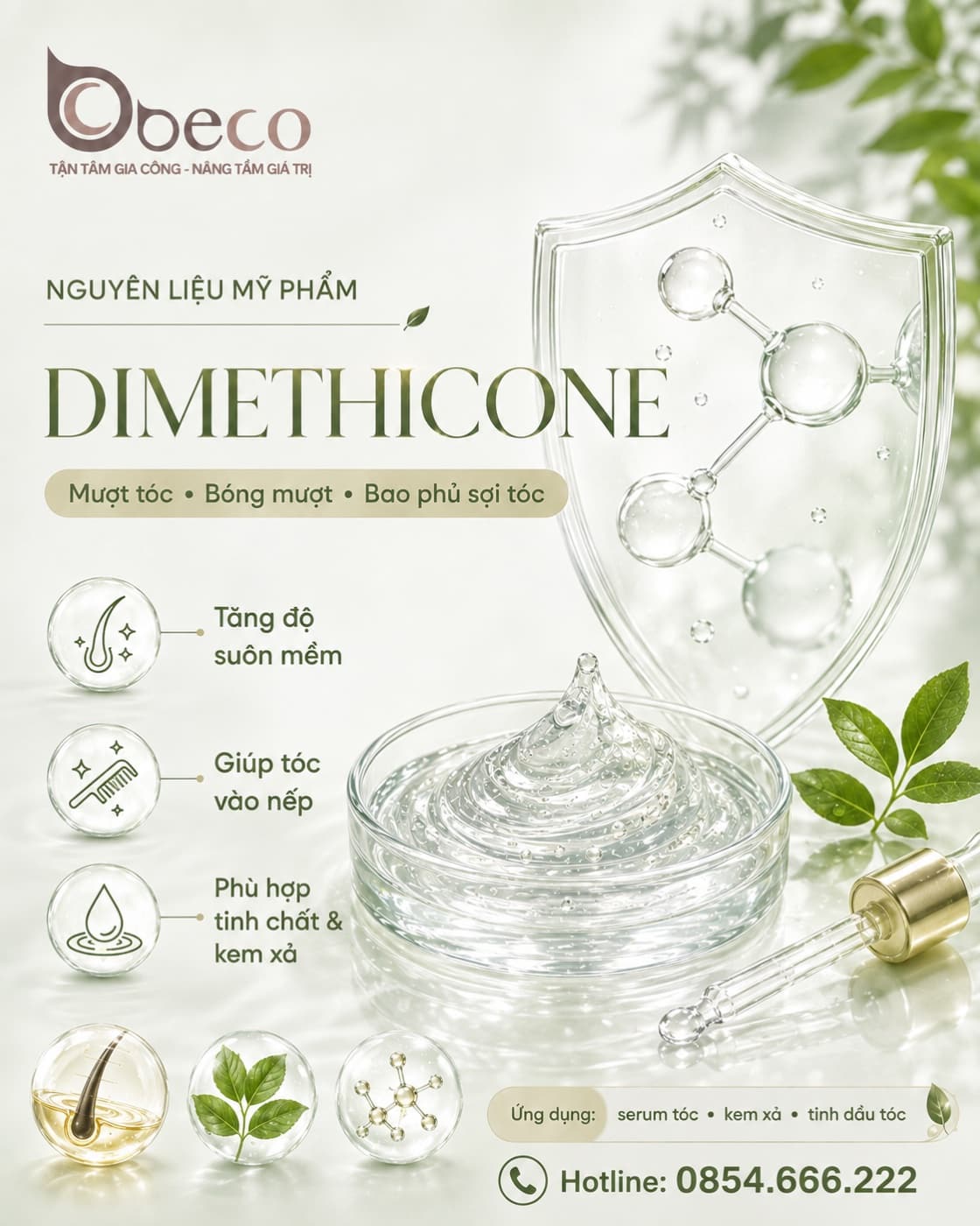Nguyên liệu Dimethicone trong danh mục nguyên liệu của BECO