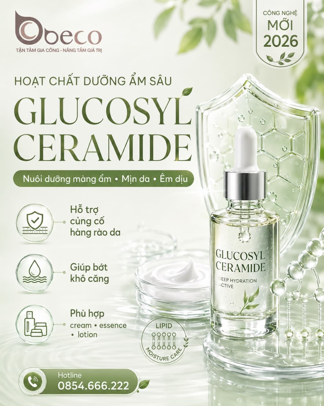 Nguyên liệu Glucosyl Ceramide trong danh mục nguyên liệu của BECO