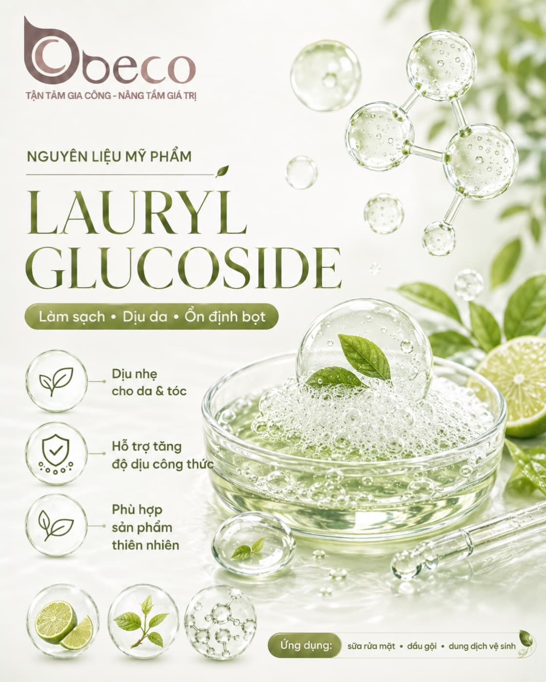 Nguyên liệu Lauryl Glucoside trong danh mục nguyên liệu của BECO