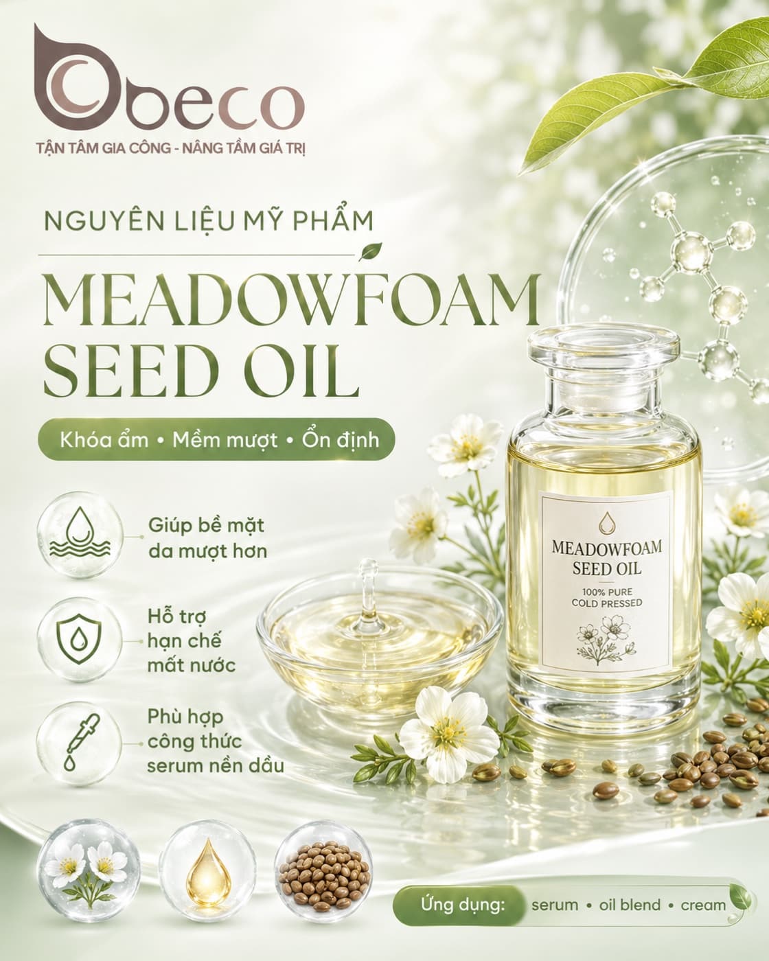 Nguyên liệu Meadowfoam Seed Oil trong danh mục nguyên liệu của BECO