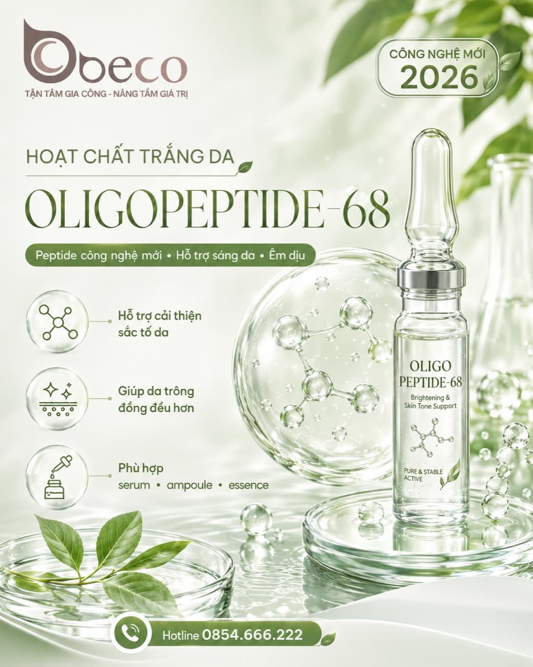 Nguyên liệu Oligopeptide 68 trong danh mục của BECO
