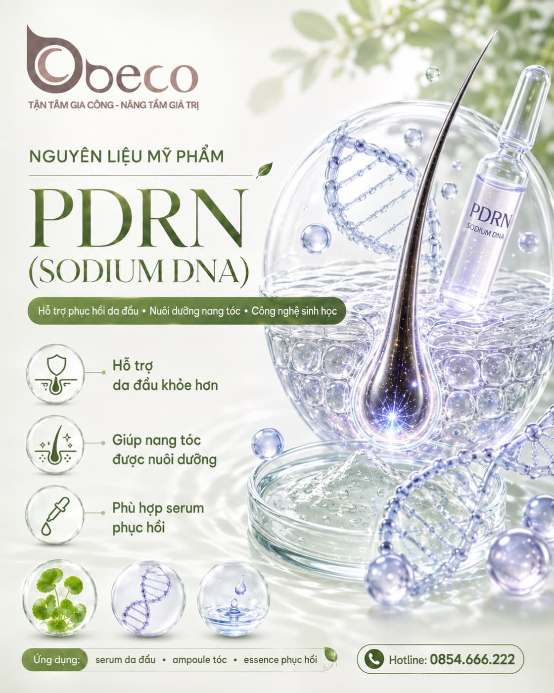 Nguyên liệu PDRN (Sodium DNA) trong danh mục nguyên liệu của BECO