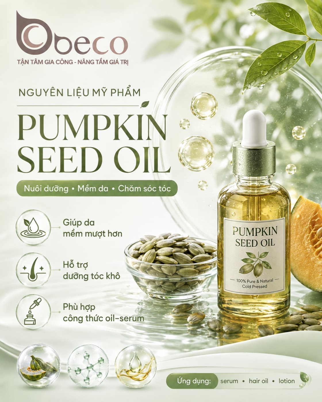 Nguyên liệu Pumpkin Seed Oil trong danh mục nguyên liệu của BECO