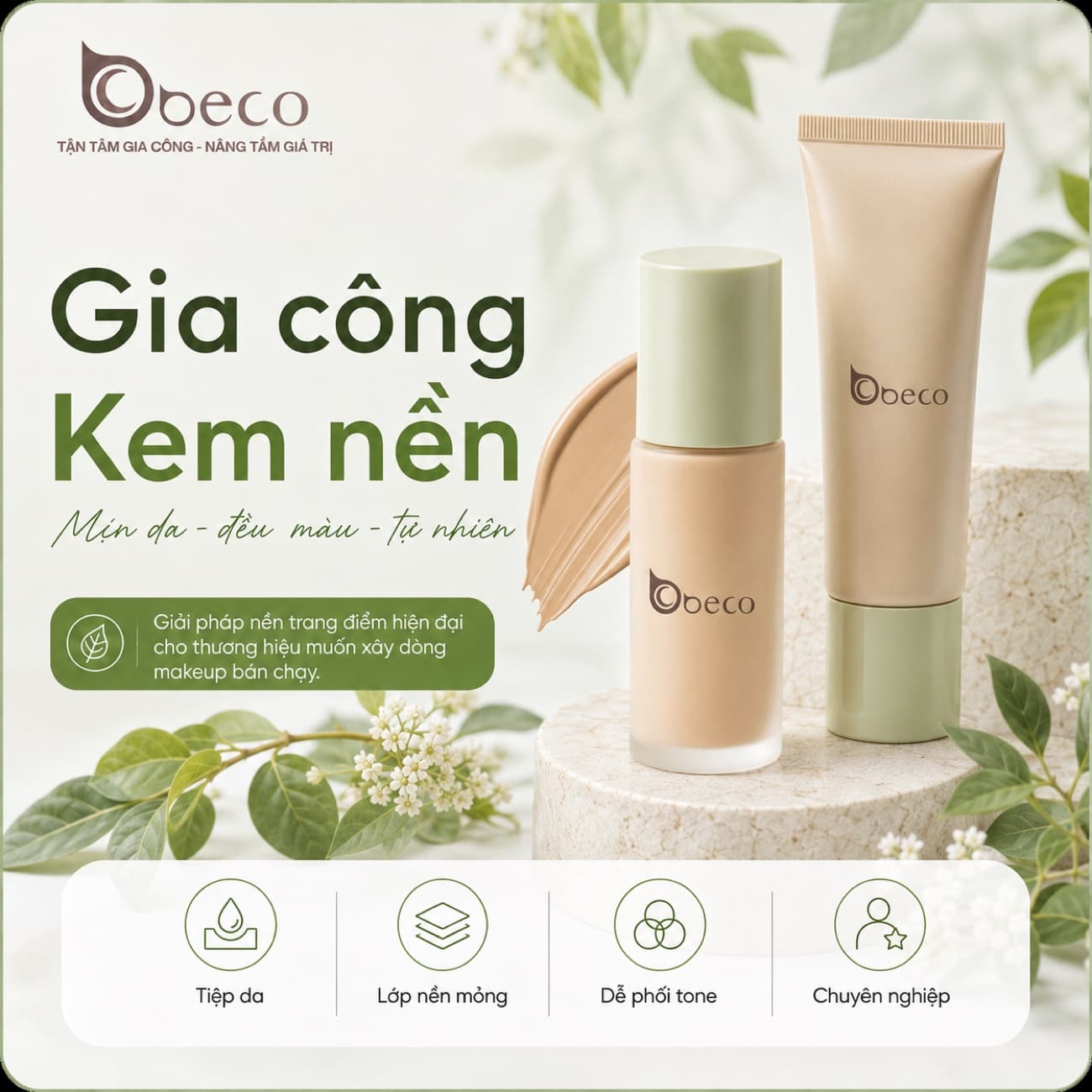 Kem nền dạng chai và dạng tuýp do BECO gia công