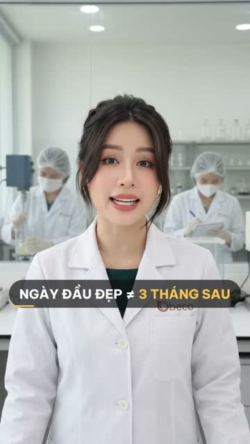 Chuyên viên BECO đứng trong phòng nghiên cứu, phía sau là hai nhân viên đội mũ trùm, đeo khẩu trang đang khuấy mẫu và ghi chép